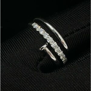 Cartier Style white gold and natural diamond ring